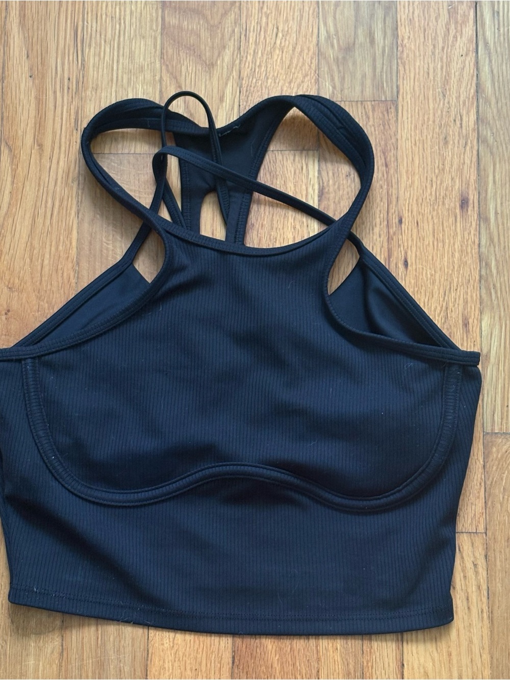 ALO Yoga airlift enchanted Black Ribbed Strappy Sports Bralette